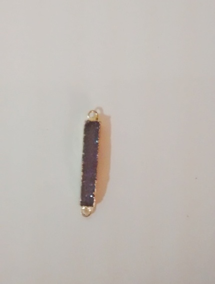 Stones from Uruguay - Druzy Bar Connector with Silver Plating(40x5mm)