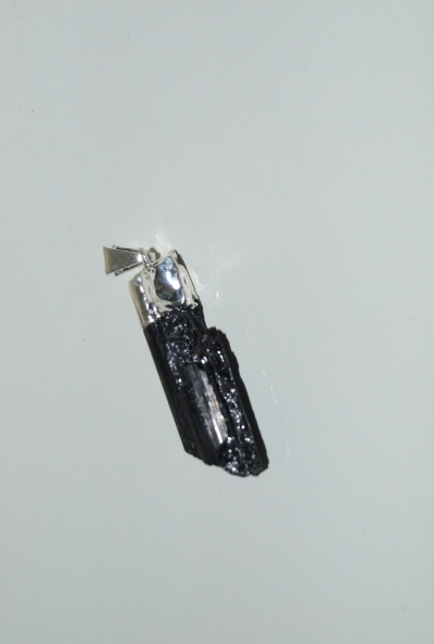 Stones from Uruguay - Black Tourmaline Pendant, Silver Electroplated, Size 21-35mm,Quality B