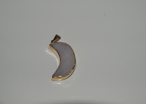 Stones from Uruguay - White Dolomite Half Moon Pendant, Gold Electroplated
