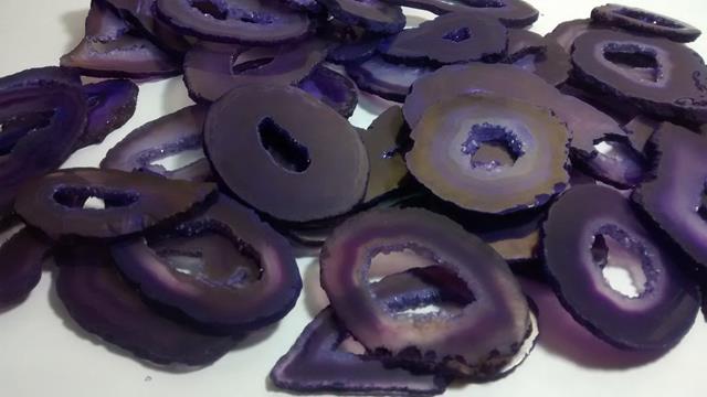 Stones from Uruguay - Purple Agate Geode Slices for Pendants and Connectors