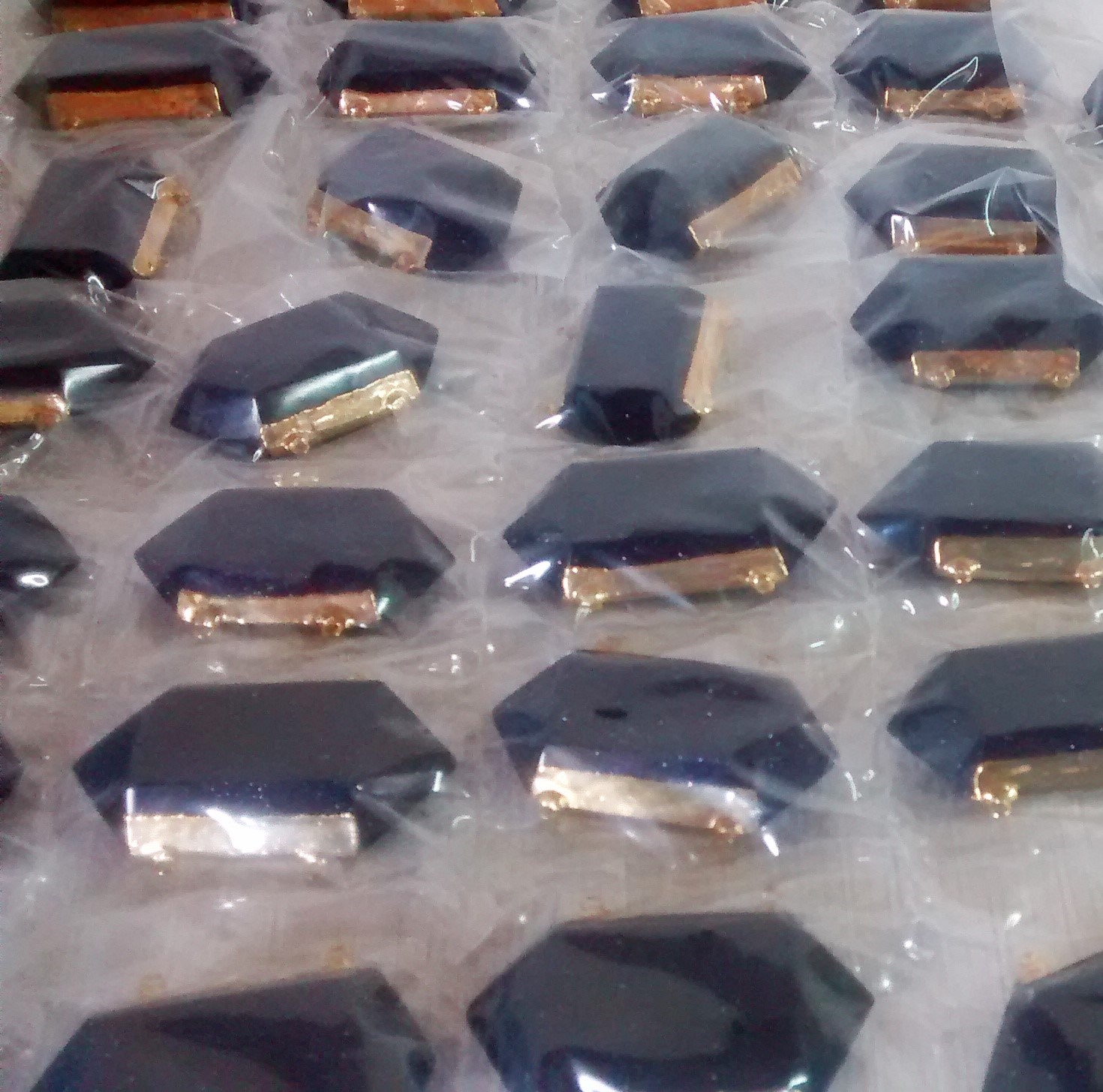 Stones from Uruguay - Polished Blue Goldstone Double Terminated Point Connector( we customize all sizes)