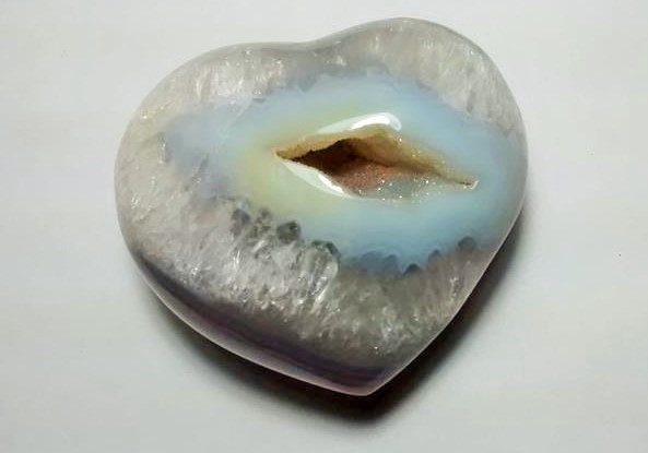 Stones from Uruguay - Polished Agate Druzy Heart for Gift