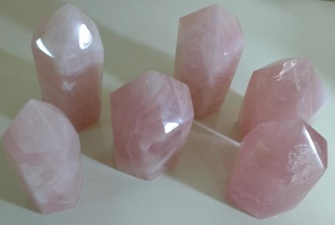 Stones from Uruguay - Polished Rose Quartz Point with Cut  Base