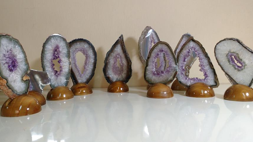 Stones from Uruguay - Amethyst Geode Slice with Wooden Base