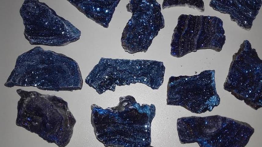 Stones from Uruguay - Blue Cobalt Titanium Chalcedony Druzy for Jewelry