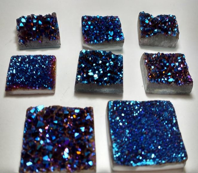 Stones from Uruguay - Blue Cobalt Titanium Flame Aura Druzy Square
