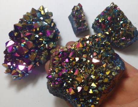 Stones from Uruguay - Pink Rainbow Aura Titanium Amethyst Druzy for Decoration and Gift