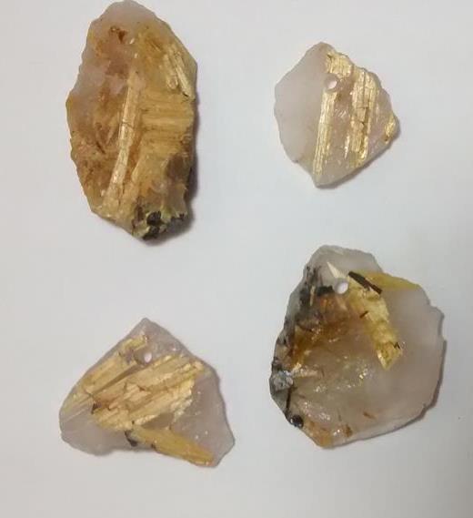 Stones from Uruguay - Golden Rutile Slice with Drill Hole