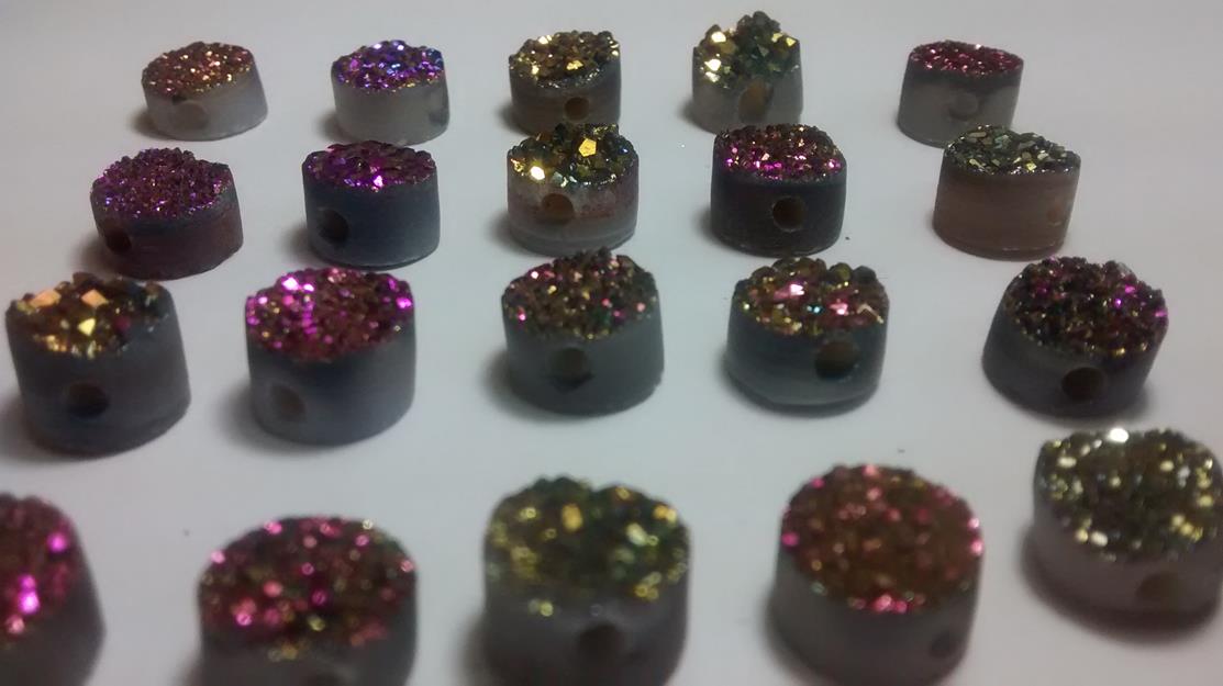 Stones from Uruguay - Pink Rainbow Titanium Druzy Round for Beads