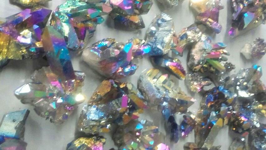 Stones from Uruguay - Pink Rainbow Aura Crystal Clusters
