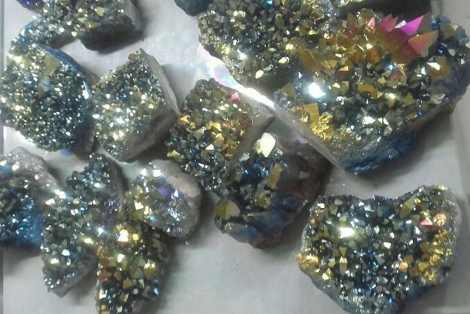Stones from Uruguay - Aquarelle Flame Aura Amethyst Druzy  for Home and Decoration