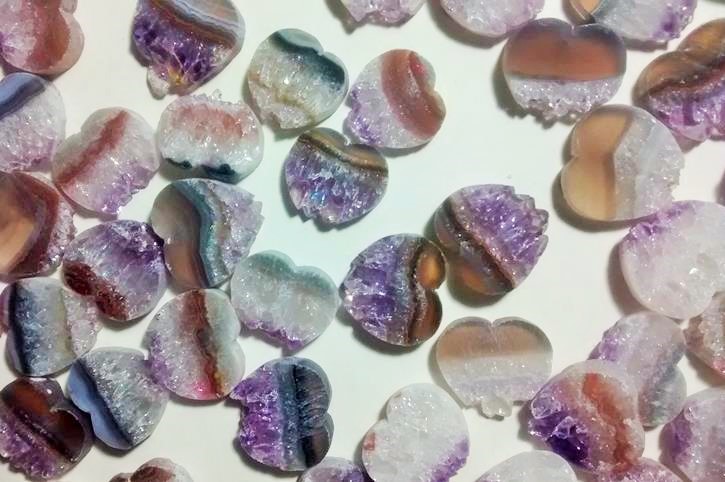 Stones from Uruguay - Amethyst Heart Slices, 30mm