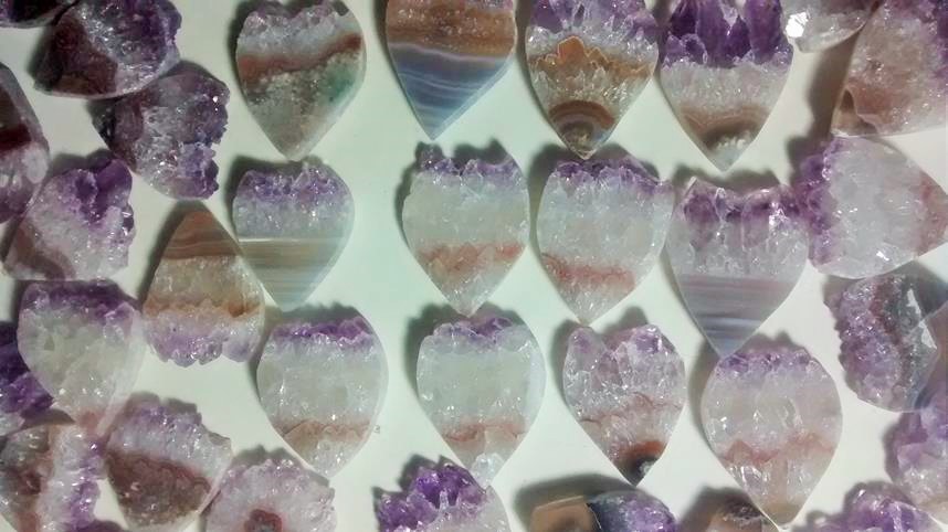 Stones from Uruguay - Amethyst Druzy Teardrop Slice, 40mm, mixed colors