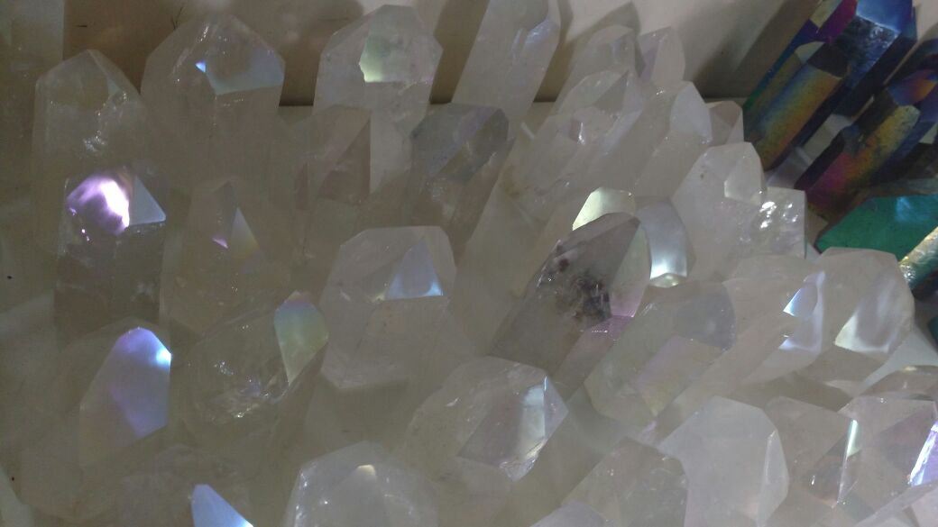 Stones from Uruguay - Light Angel Aura Quartz Crystal Point with Cut Base for Gift and Decoration