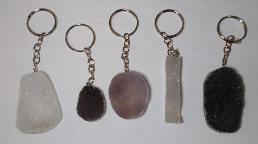 Stones from Uruguay - Mixed Colors Druzy Free Form Keychains, 36-50mm