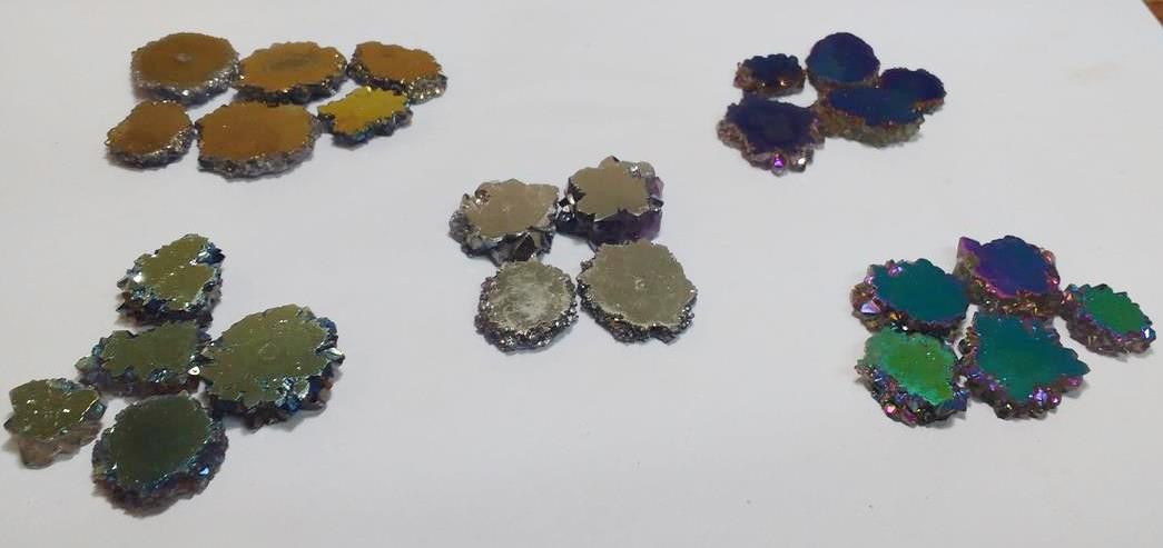 Stones from Uruguay - Titanium Aura Amethyst Stalactite Slices, Mixed Colors, 10-25mm