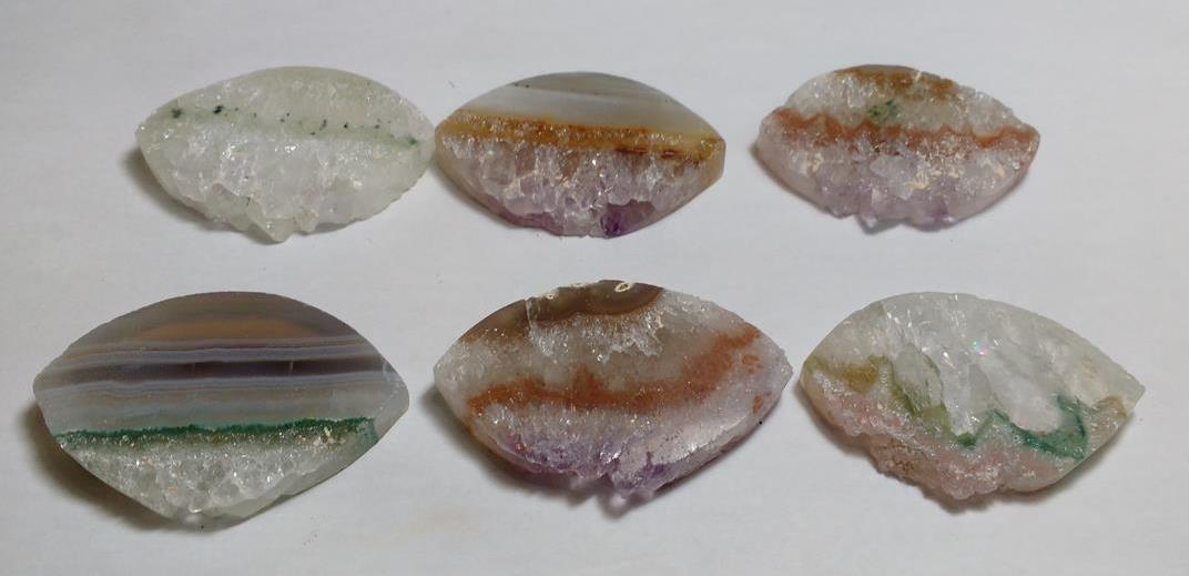 Stones from Uruguay - Amethyst Druzy Marquise Slices, 40mm