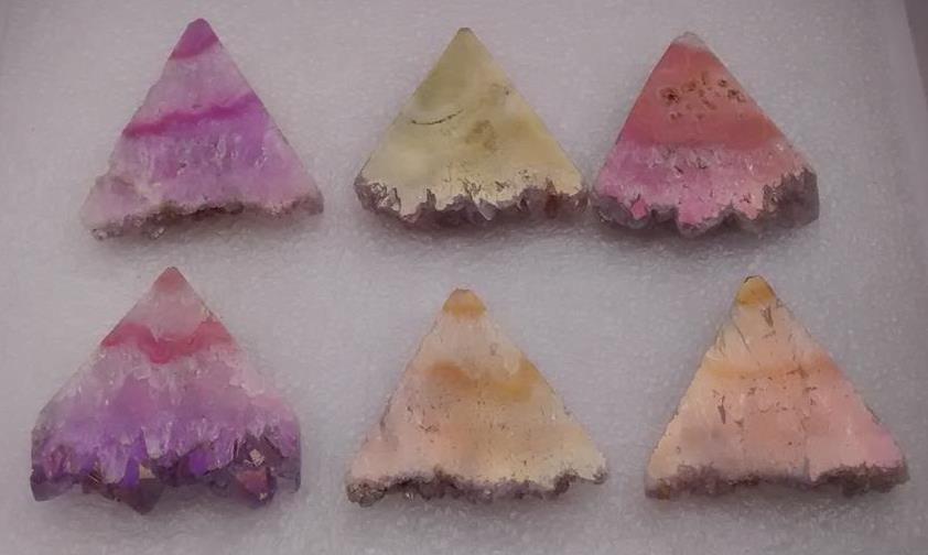 Stones from Uruguay - Light Angel Aura Triangle Slices to Encourage Flashes of Intuition and Insight