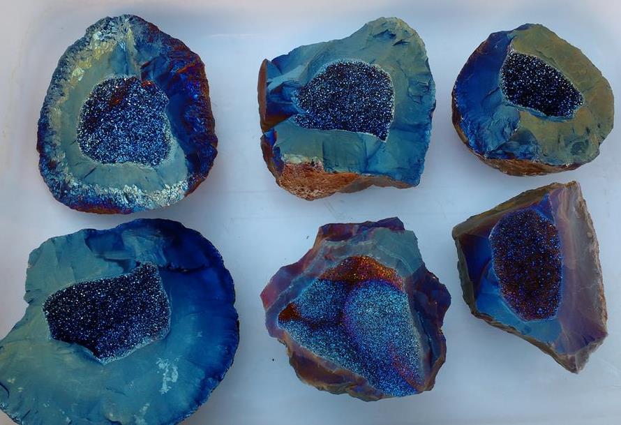Stones from Uruguay - Cobalt Blue Titanium Aura Rough Agate  Druzy 