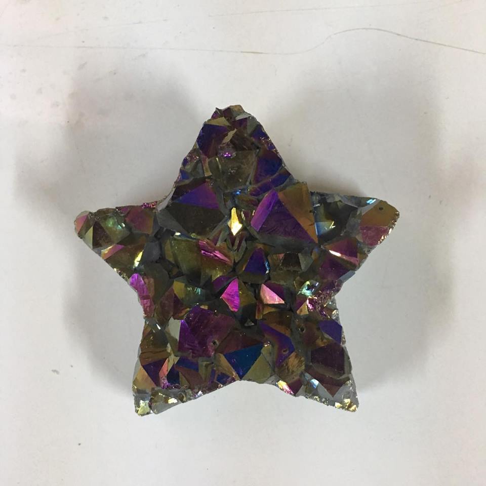Stones from Uruguay - Rainbow Aura Amethyst Druzy Star for Home and Decoration