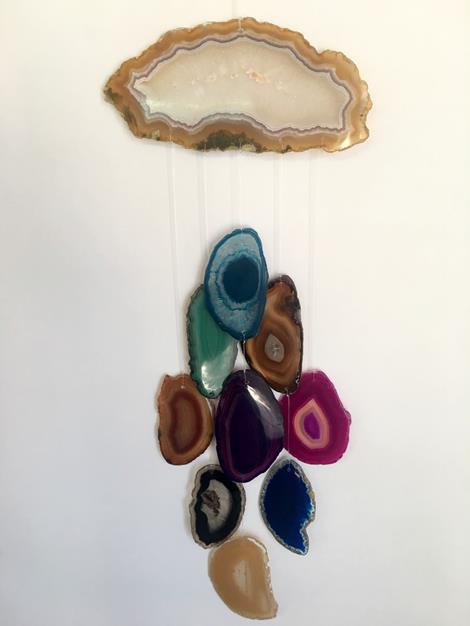 Stones from Uruguay - Mix Colors Agate Slice Windchime for Gift or Office(DC012)