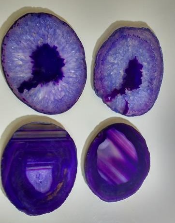 Stones from Uruguay - Purple Agate Slab Coasters with Sets of Four