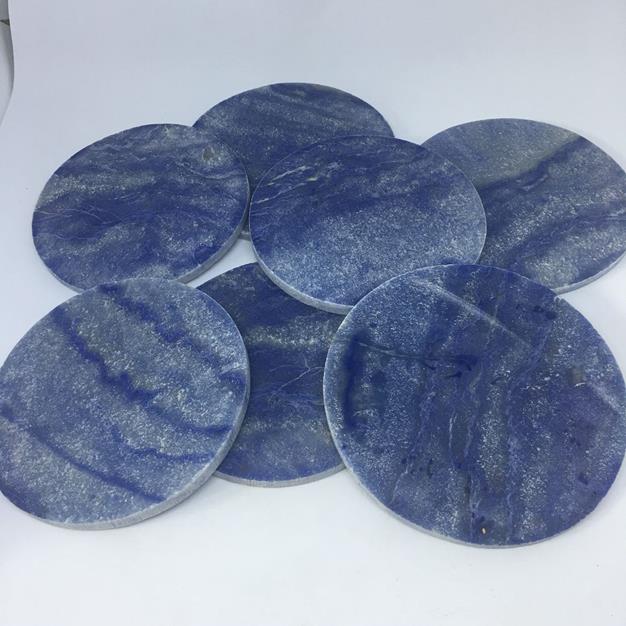 Stones from Uruguay - Blue Quartz Crystal  Coasters for Bohemian Decor 