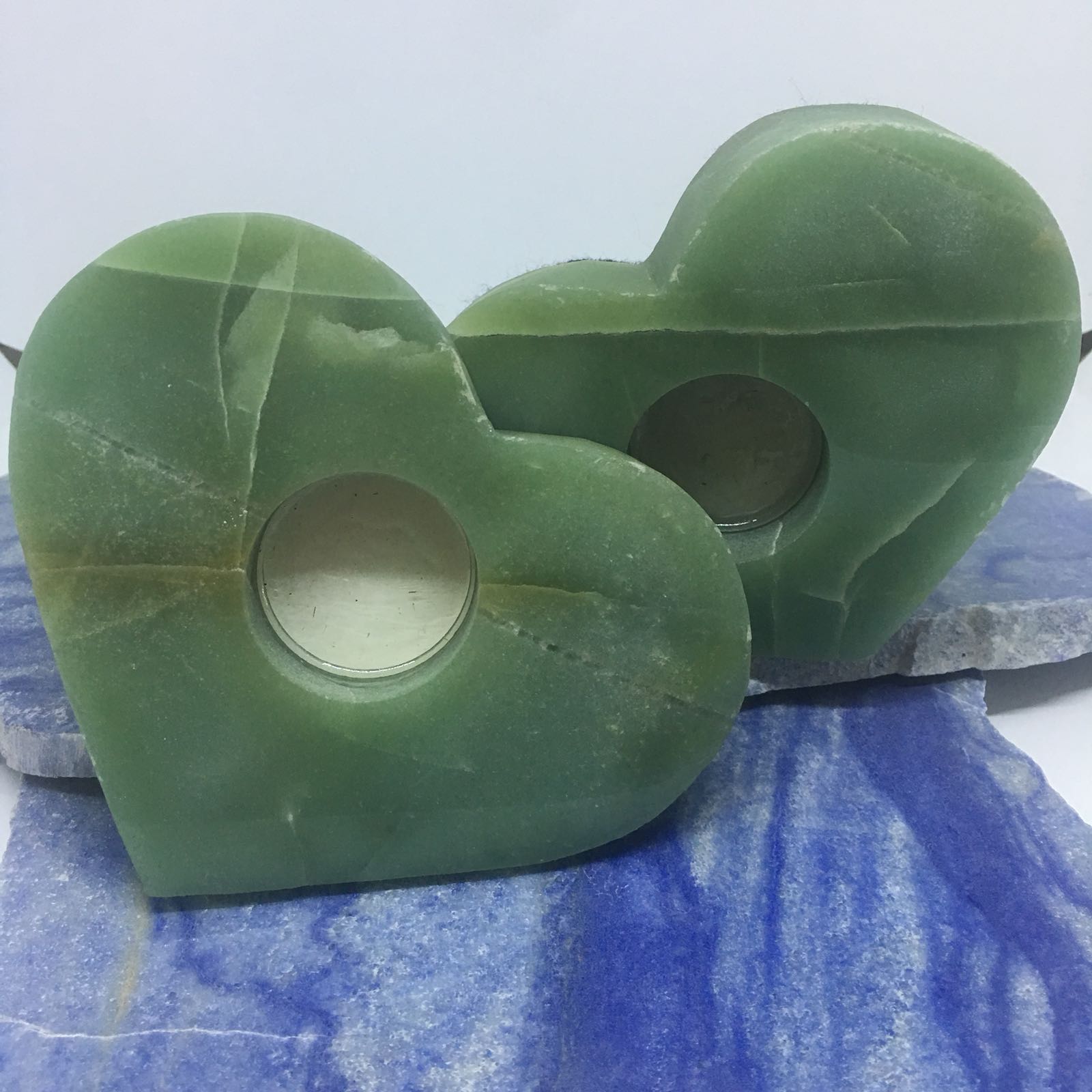 Stones from Uruguay - Green Aventurine Heart Candle Holder