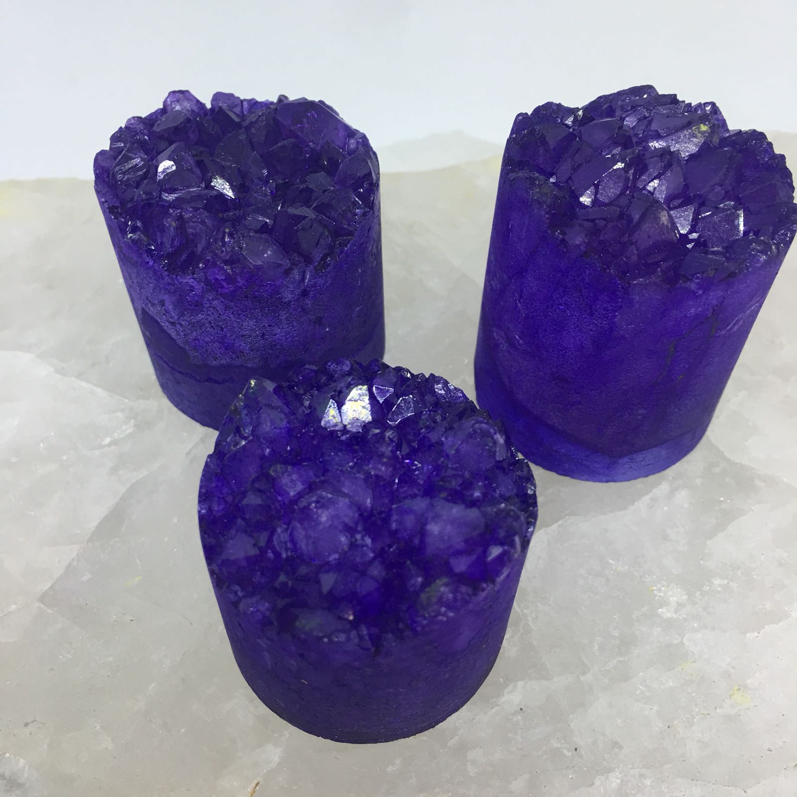 Stones from Uruguay - Purple Color Dyed Amethyst Druze Cylinder for Office or Decor