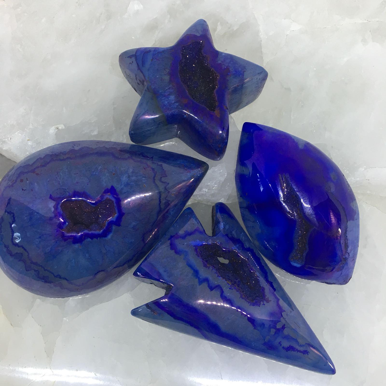 Stones from Uruguay - Blue Dyed Gemstone Shape Cabochons for Home Decor