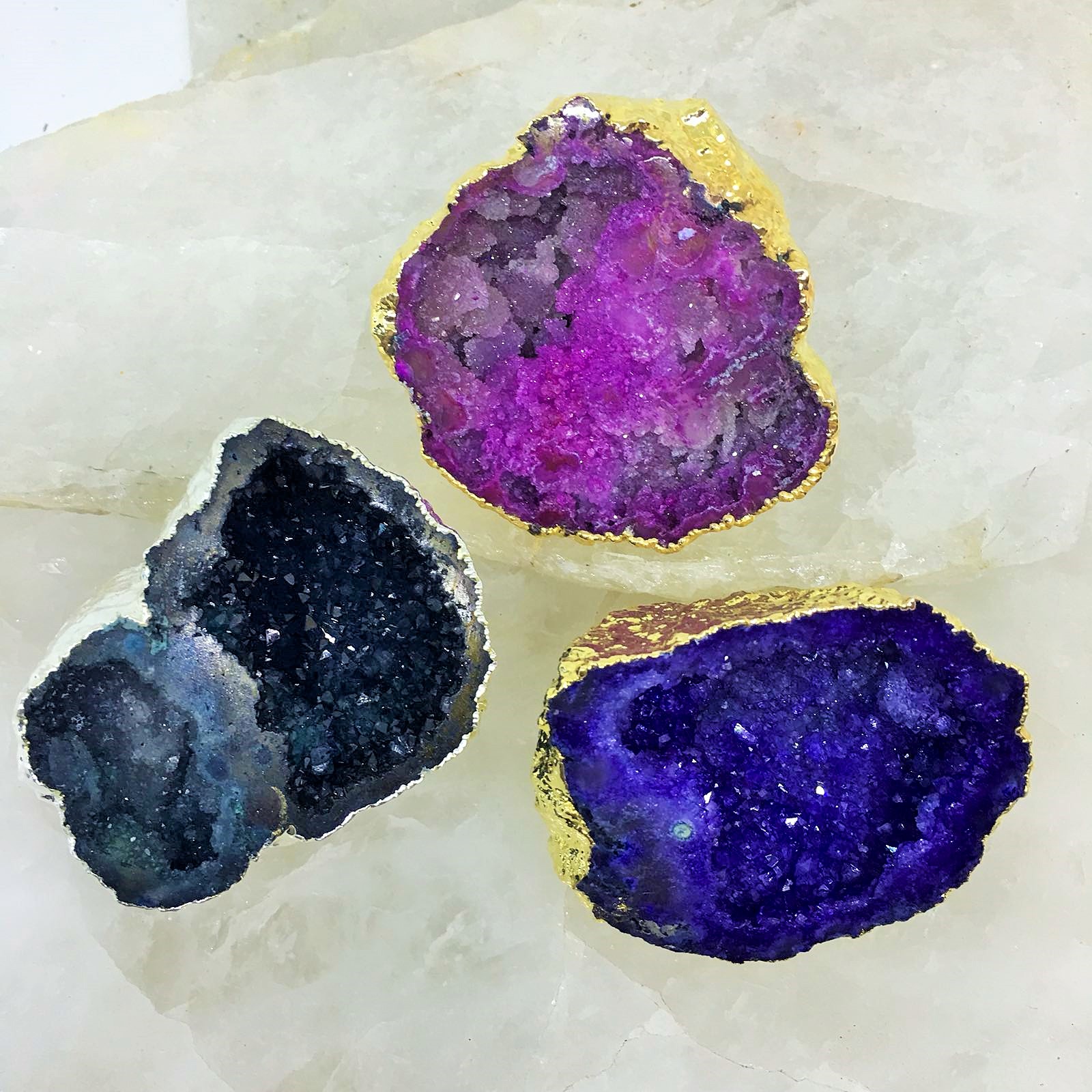 Stones from Uruguay - Plated Dyed Moroccan Calcite Geodes