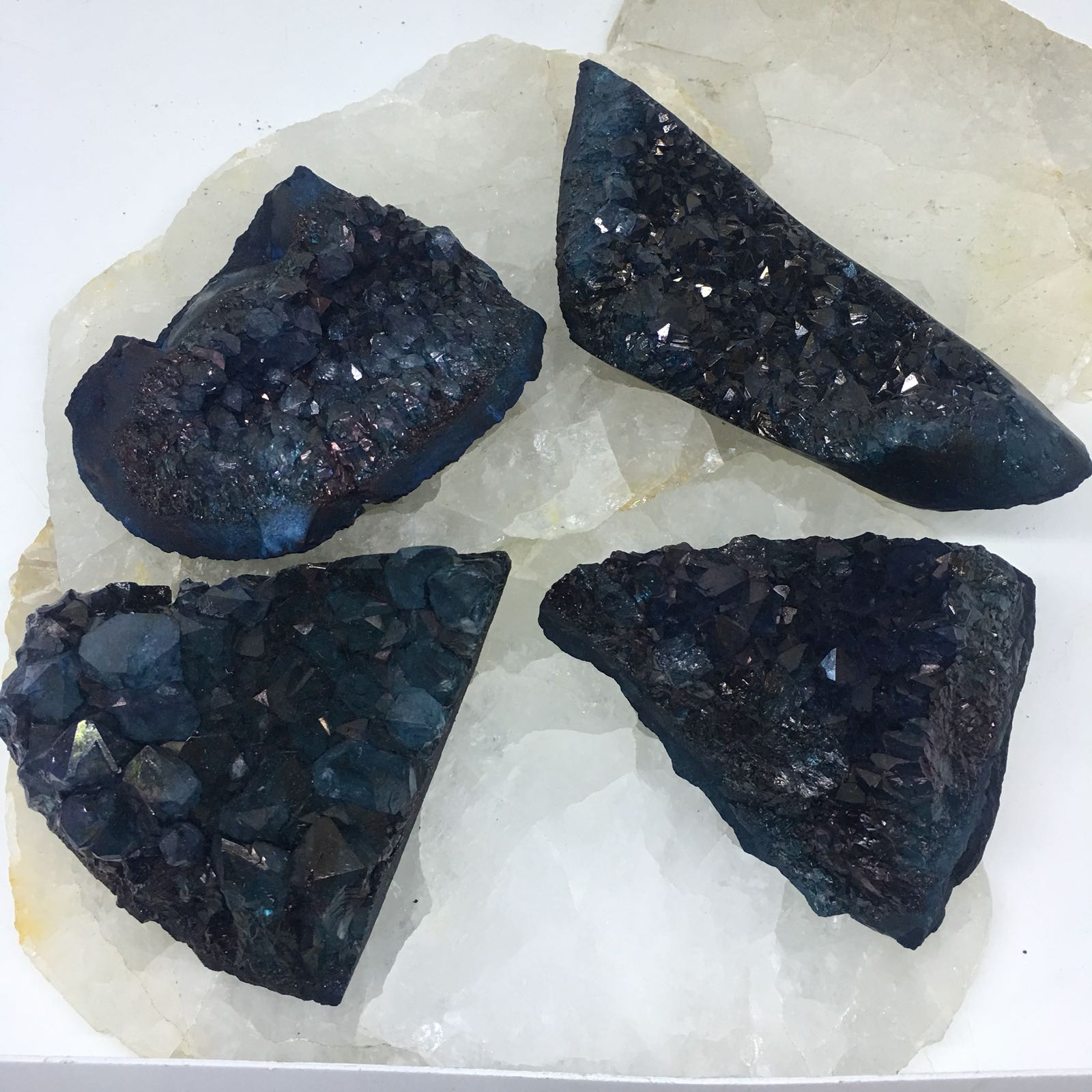 Stones from Uruguay - Teal dyed Amethyts Cluster from Uruguay