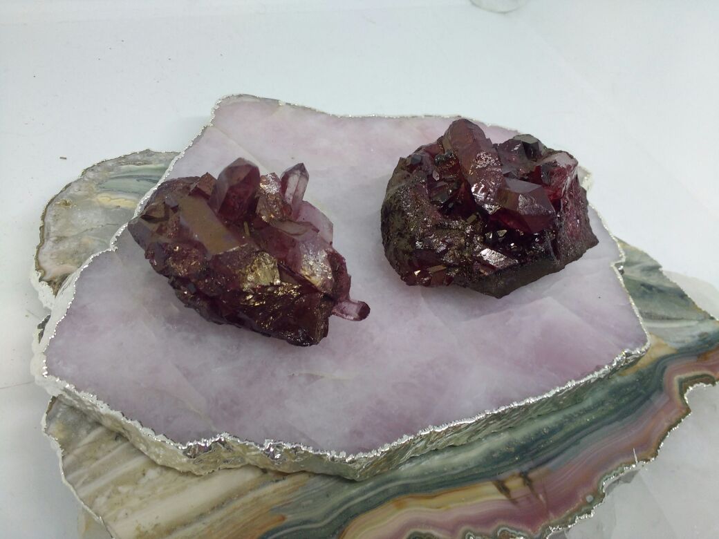 Stones from Uruguay - Blood Red Dyed Clear Quartz Crystal Clusters