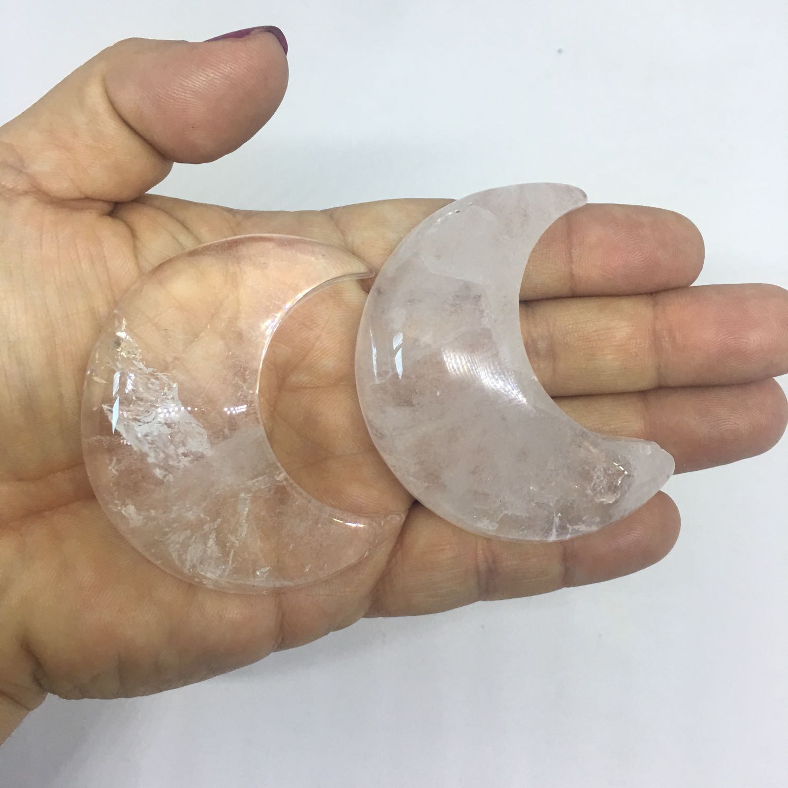 Stones from Uruguay - Clear Quartz Crystal Moon Crescent Cabochons for Spiritual Practices, Crafting & Meditation