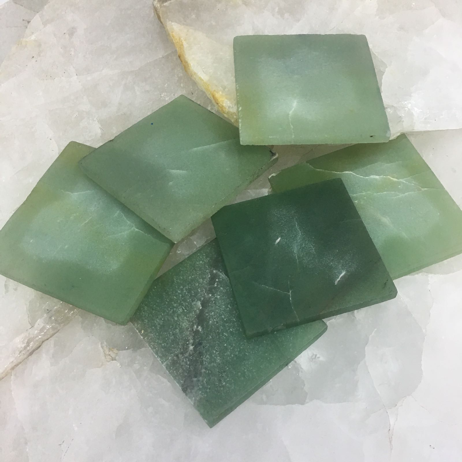 Stones from Uruguay - Green Aventurine Square  Drink Coasters - Green Quartz Square Coasters - Choise your Stone and Model