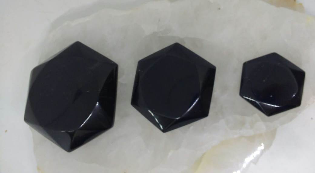 Stones from Uruguay - Black Obsidian Hexagon Pocket Stone for Chakra, Metaphysical, Gift Idea, Wire Wrap