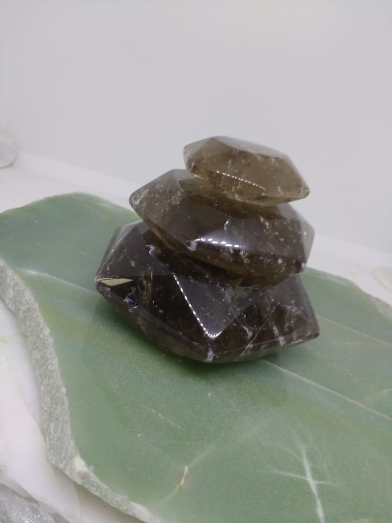 Stones from Uruguay - Smokey Quartz Hexagonal Pocket Gemstone - Smoky Quartz Pillow Stone - Chakra - Metaphysical - Meditation