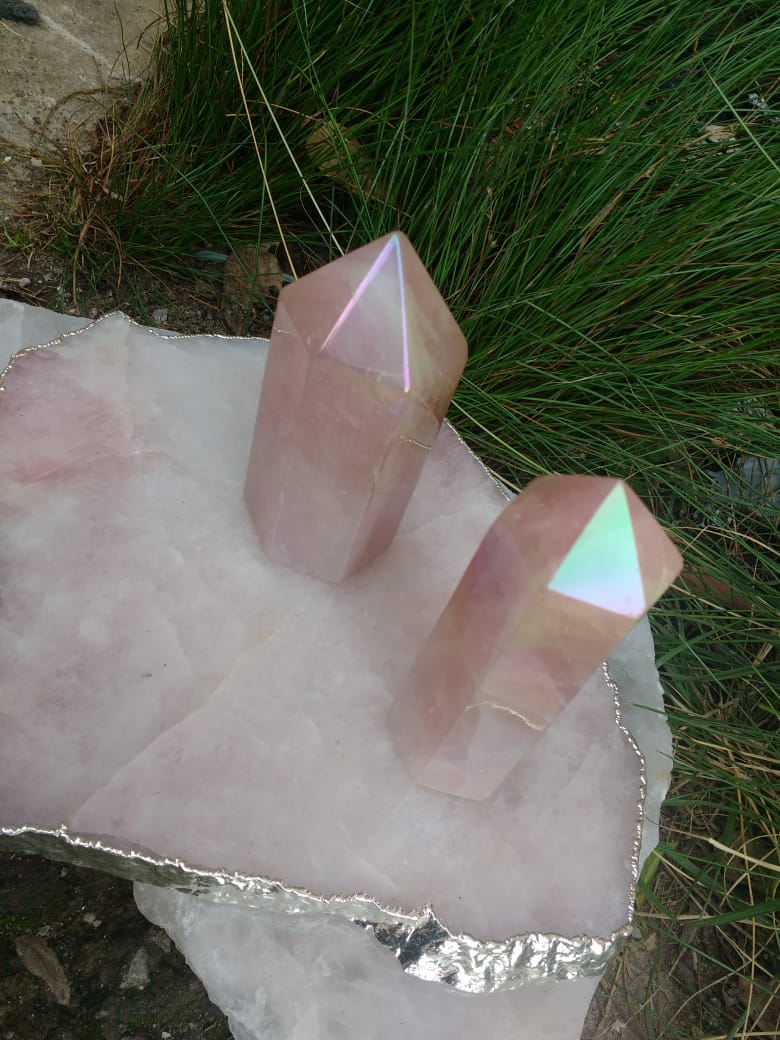 Stones from Uruguay - Wholesale Angel Aura Treated Rose Quartz Crystal Points