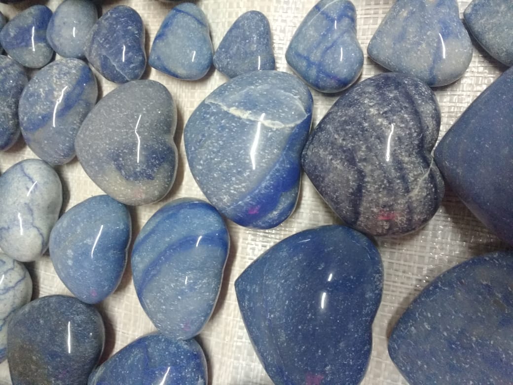 Stones from Uruguay - Blue Quartz Hearts