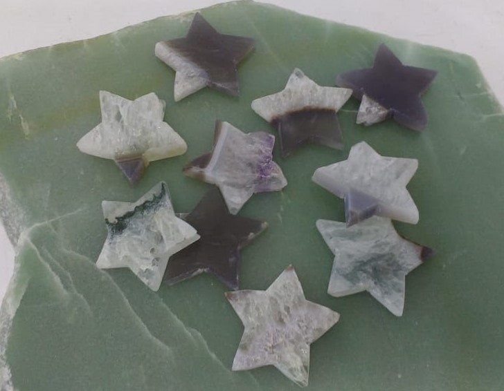 Stones from Uruguay - Amethyst Druzy Star Slices, 30mm