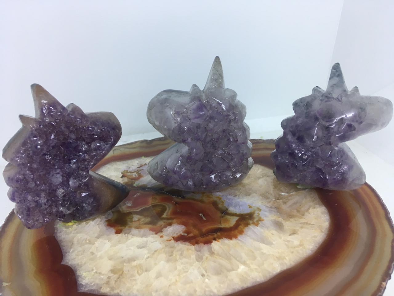 Stones from Uruguay - Amethyst Crystal Cluster Unicorn Cabochons