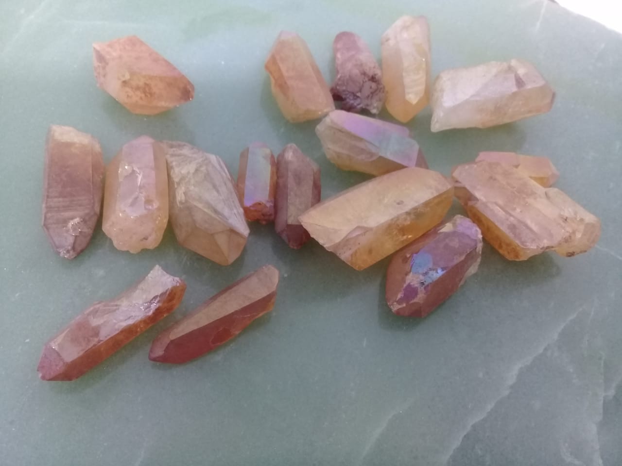 Stones from Uruguay - Angel Flame Aura Tangerine Crystal Points - Angel  Royal Aura Tangerine Quarzrt Crystal Points 