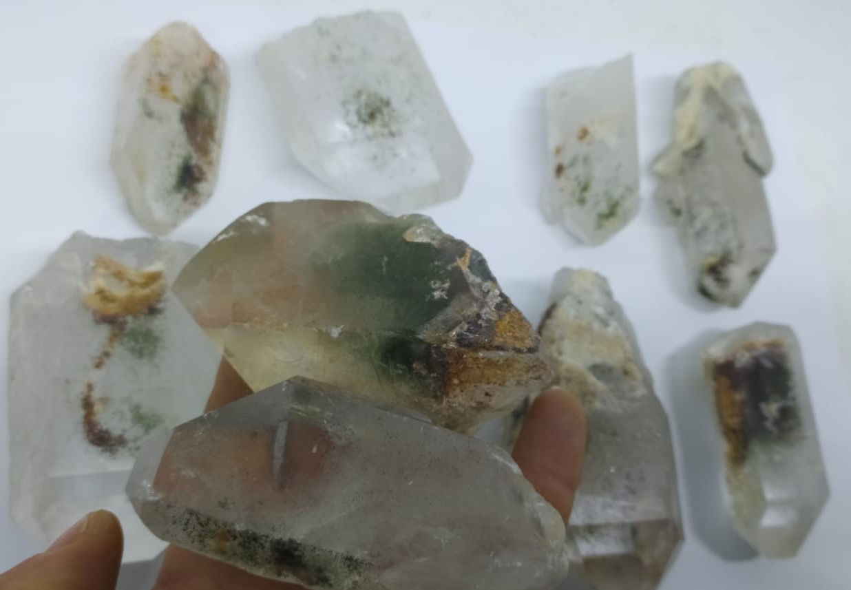 Stones from Uruguay - Natural Green Chlorite Included Quartz Point