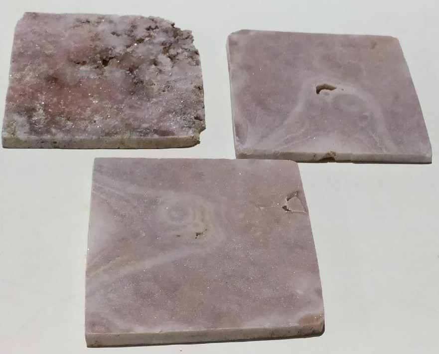 Stones from Uruguay - PINK AMETHYST SQUARE COASTER - PINK AMETHYST SQUARE  DRINK COASTERS