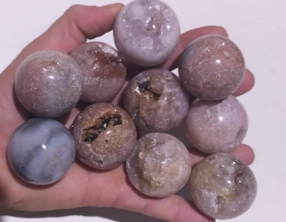 Stones from Uruguay - Pink Amethyst Geode Mini Spheres- Pink Amethyts Geode Sphere