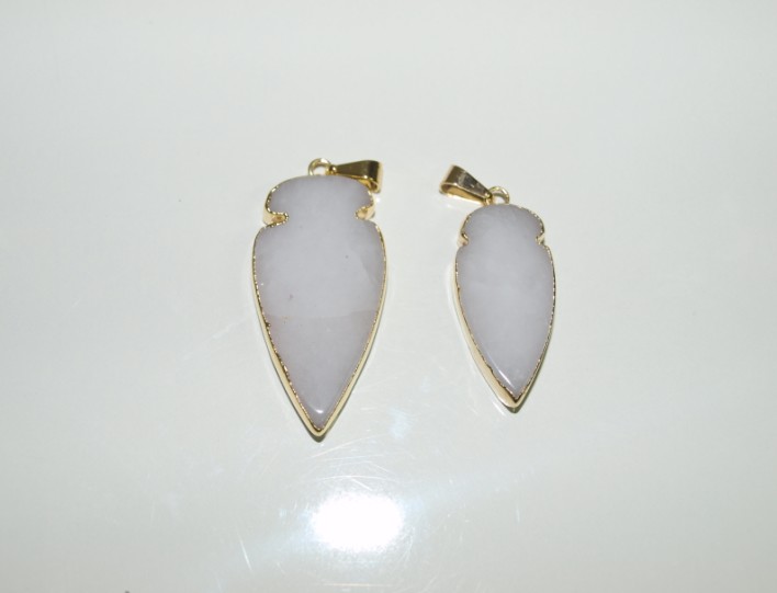 Stones from Uruguay - White Dolomite Arrowhead Pendant with Gold Plating
