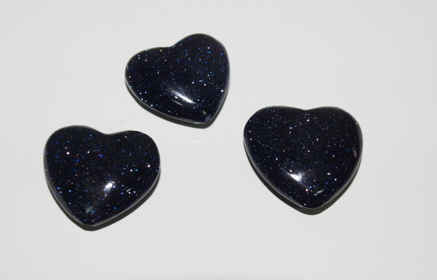 Stones from Uruguay - Purple Goldstone Heart Cabochons