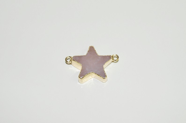 Stones from Uruguay - Rose Quartz Star Connector with Gold Plated