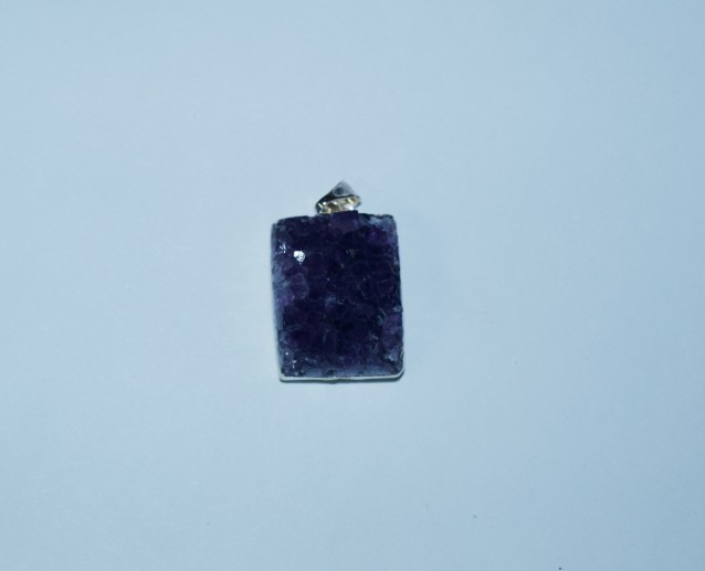Stones from Uruguay - Amethyst Druzy Rectangle Pendant with Gold Plating