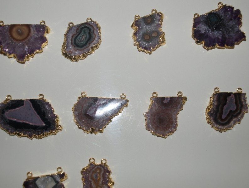 Stones from Uruguay - Amethyst Stalactite Connector  with Gold Plated (quality C)